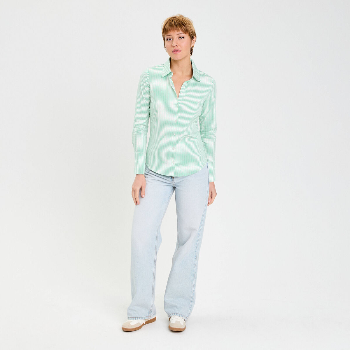 Chemise manches longues vert femme