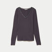 T-shirt manches longues gris fonc&eacute; femme