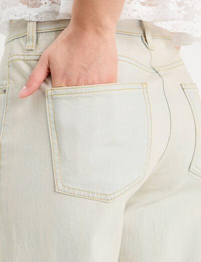 Jeans droit 5 poches denim bleach femme