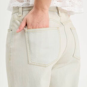 jeans droit 5 poches denim bleach femme Jeans droit 5 poches denim bleach femme