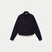 Veste cropped bas resserr&eacute; bleu marine femme