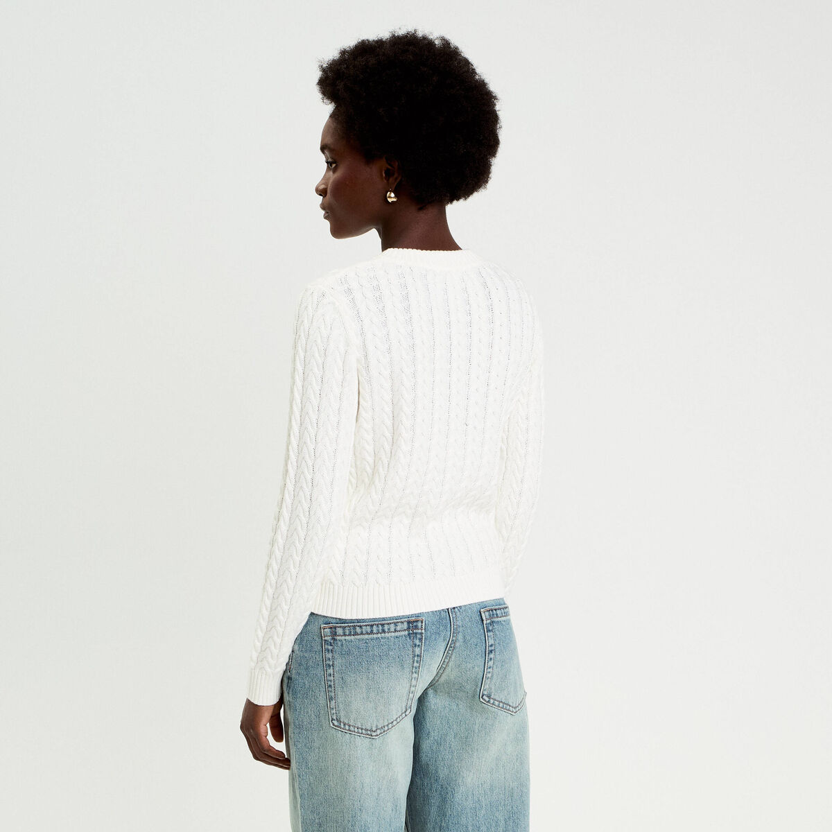Pull torsad&eacute; ecru femme