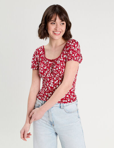 Blouse manches courtes bordeaux femme