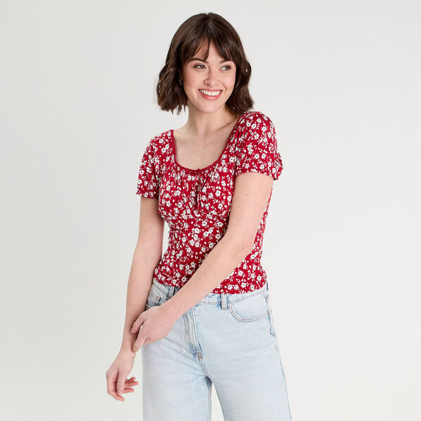 Blouse manches courtes bordeaux femme