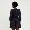Robe &eacute;vas&eacute;e col v manches longues bleu marine femme