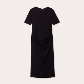 Robe longue ajustée noir femme