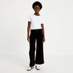 Jean wide leg cropped taille haute denim noir femme