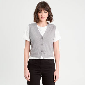 Gilet sans manches gris foncé femme
