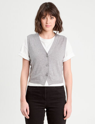 Gilet sans manches gris foncé femme