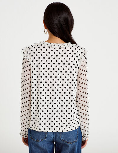 Blouse droite voile manches longues blanc femme