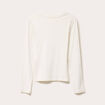 T-shirt cintr&eacute; col rond manches longues ecru femme