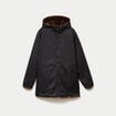 Parka r&eacute;versible 3/4 &agrave; capuche noir femme