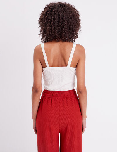 Débardeur bustier gauffré ecru femme