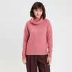 Pull avec col roul&eacute; rose femme