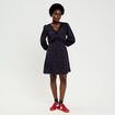 Robe &eacute;vas&eacute;e col v manches longues bleu marine femme