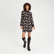 Robe pull évasée col montant blanc femme