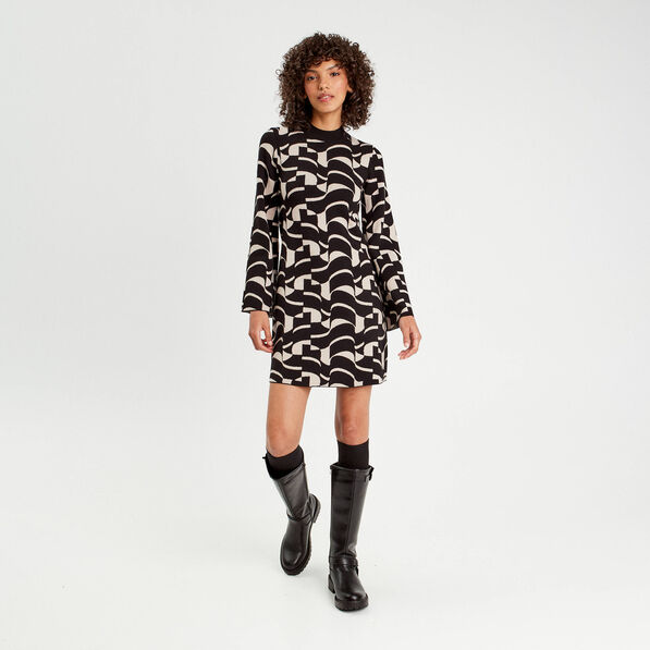 robe pull evasee col montant blanc femme Robe pull évasée col montant blanc femme
