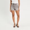 Short mom taille haute en jean denim gris femme