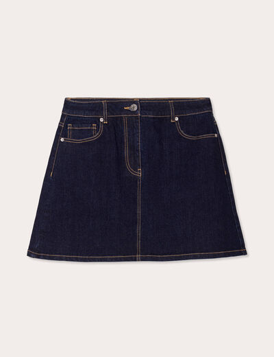 Jupe droite courte en jean denim brut femme