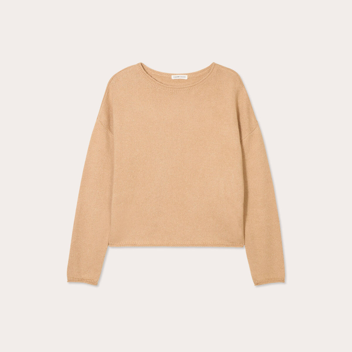 Pull manches longues beige femme