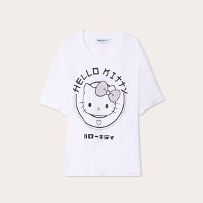 T-shirt oversize Hello Kitty blanc femme