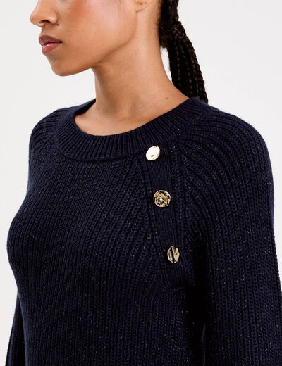 Robe pull d&eacute;tails de boutons bleu marine femme
