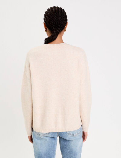 Pull manches longues beige femme