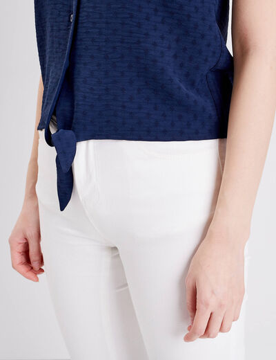 Blouse manches courtes bleu marine femme