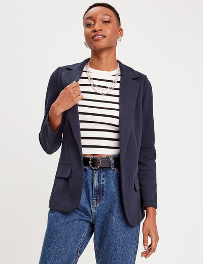 Veste blazer cintrée bleu marine femme