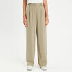 Pantalon large à pinces vert kaki femme
