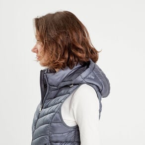 doudoune sans manches capuche bleu gris femme Doudoune sans manches capuche bleu gris femme