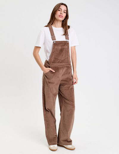 Salopette en velours taupe femme