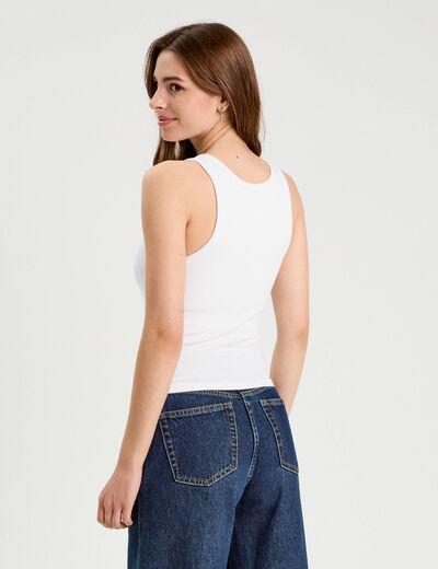 Débardeur côtelé blanc femme