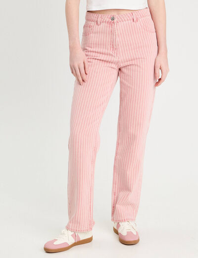 Jeans large rose clair femme