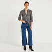 Blouse col v manches 3/4 noir femme