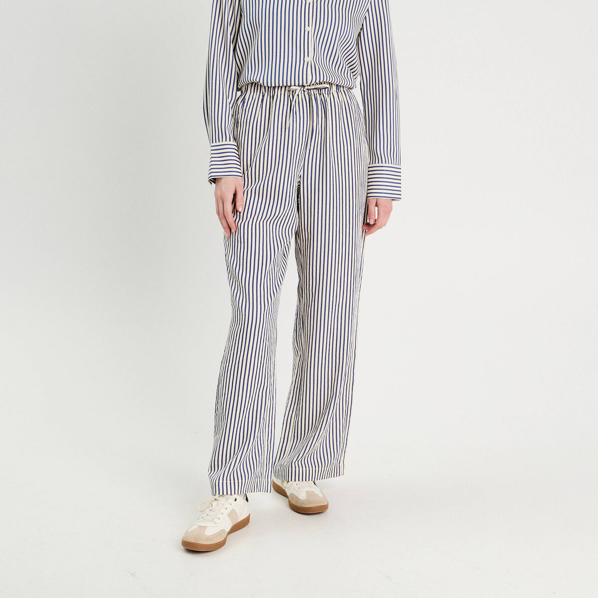 Pantalon large bleu marine femme