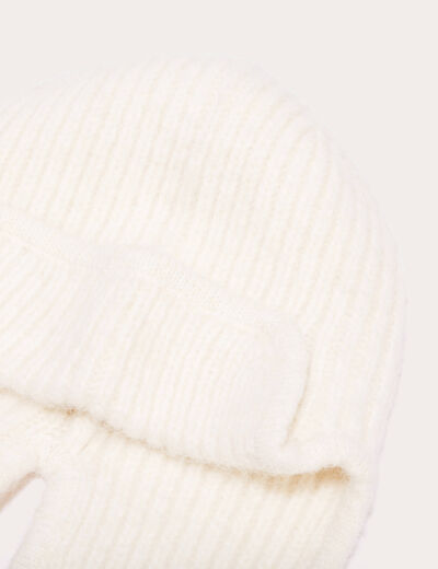 Bonnet avec cordons ecru femme