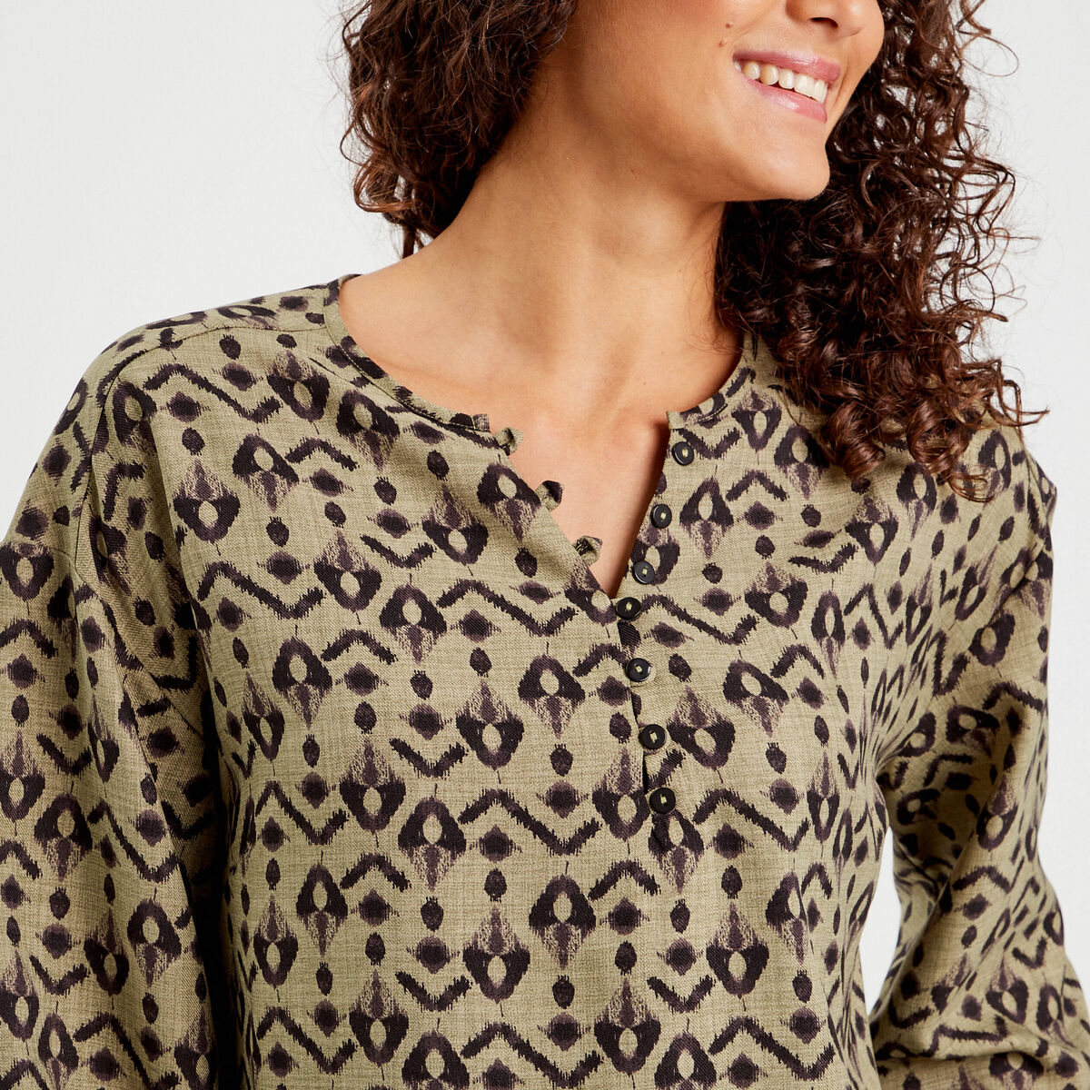 Blouse manches longues vert femme
