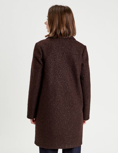 Manteau ample bouclette marron foncé femme