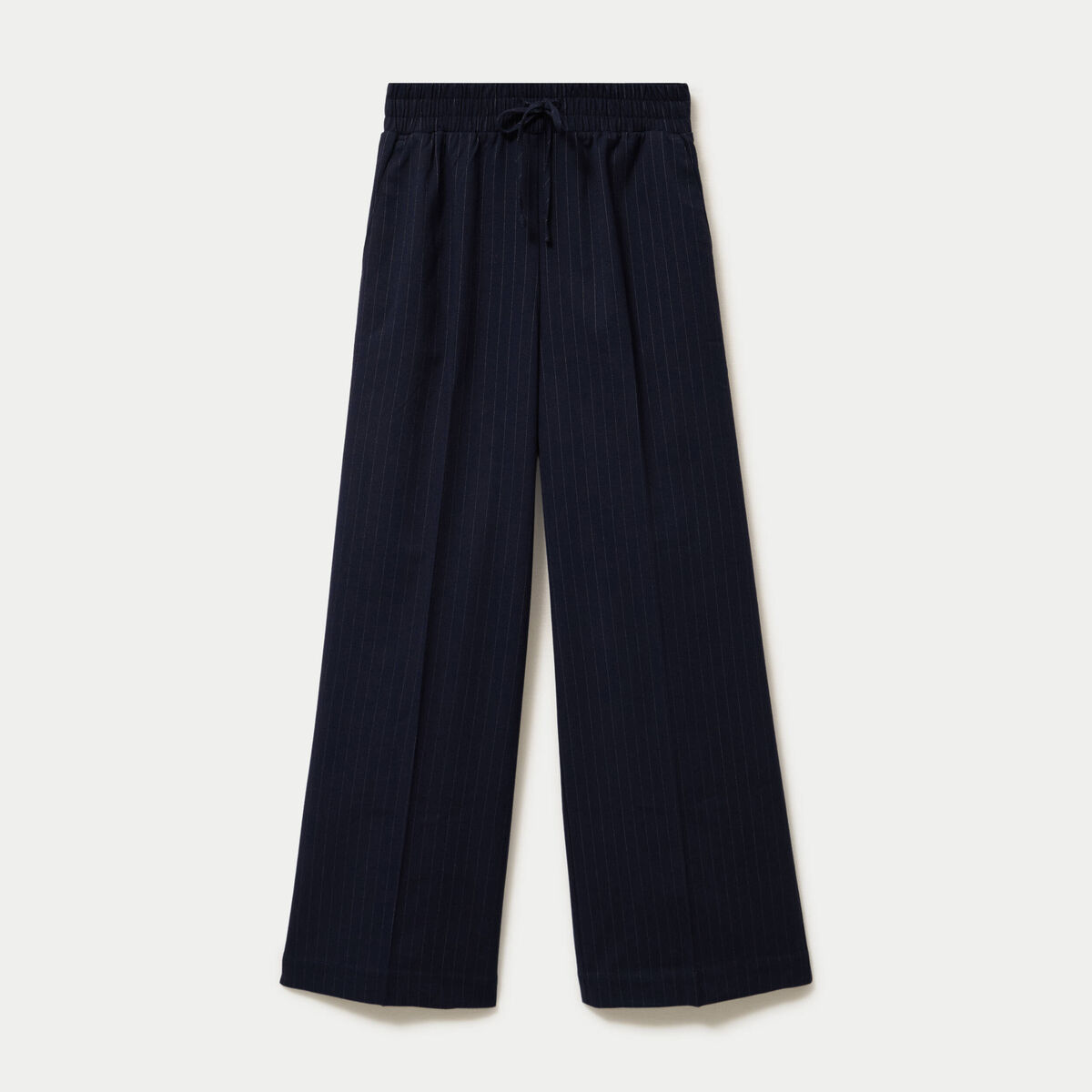 Pantalon large taille standard bleu marine femme