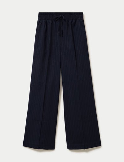 Pantalon large taille standard bleu marine femme