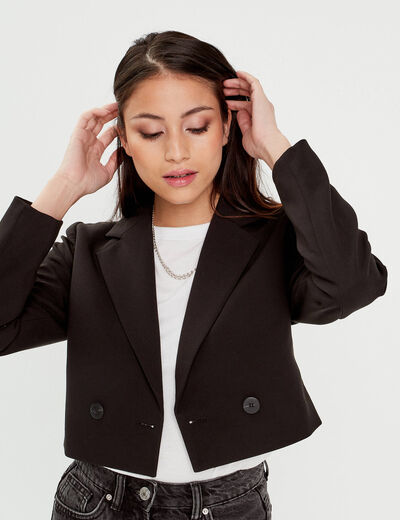 Veste blazer courte noir femme