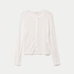 Gilet ajust&eacute; col rond manches longues ecru femme
