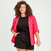 Chemise manches 3/4 contenant du lin rose vif femme