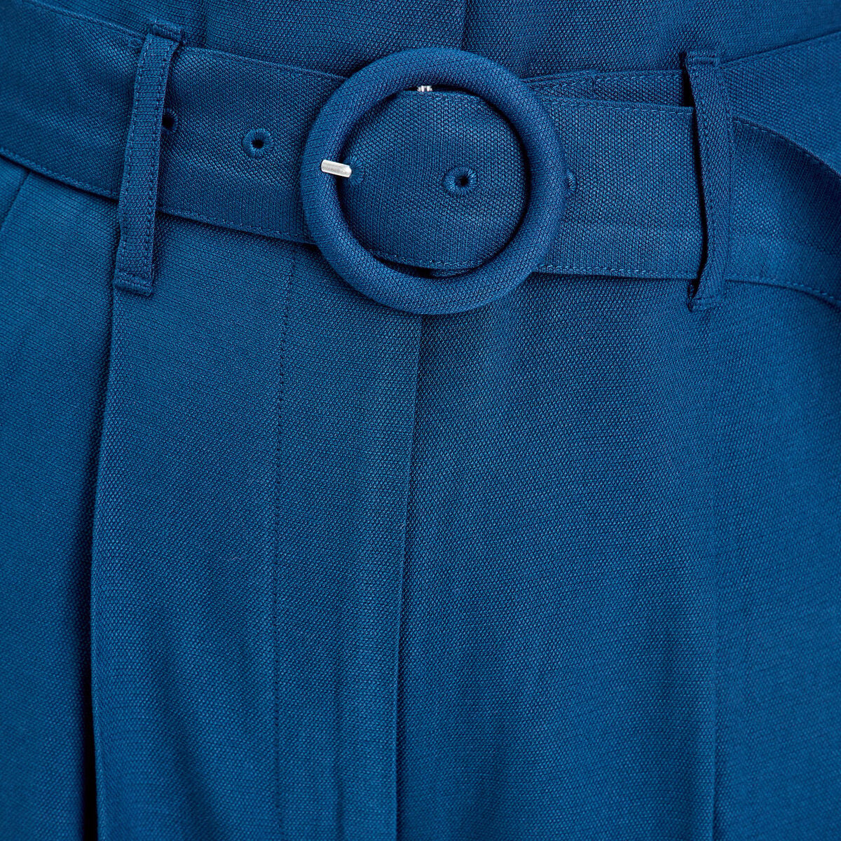 Combinaison pantalon ceintur&eacute;e bleu marine femme