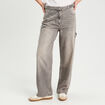 Jeans large avec pattes denim gris femme