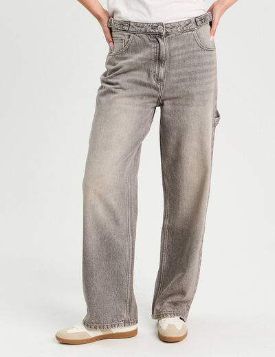Jeans large avec pattes denim gris femme