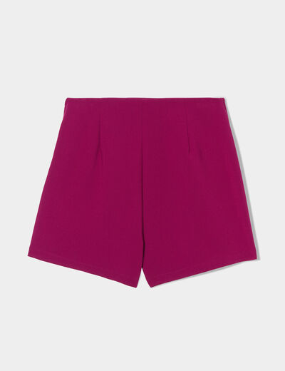 Jupe-short droite fentes violet foncé femme