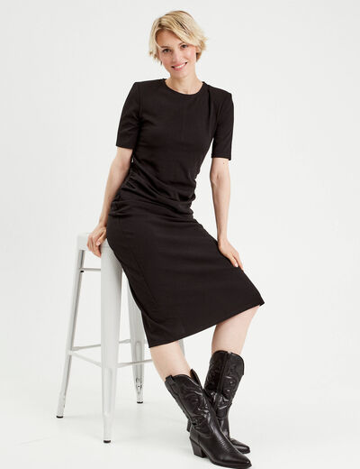 Robe longue ajustée noir femme