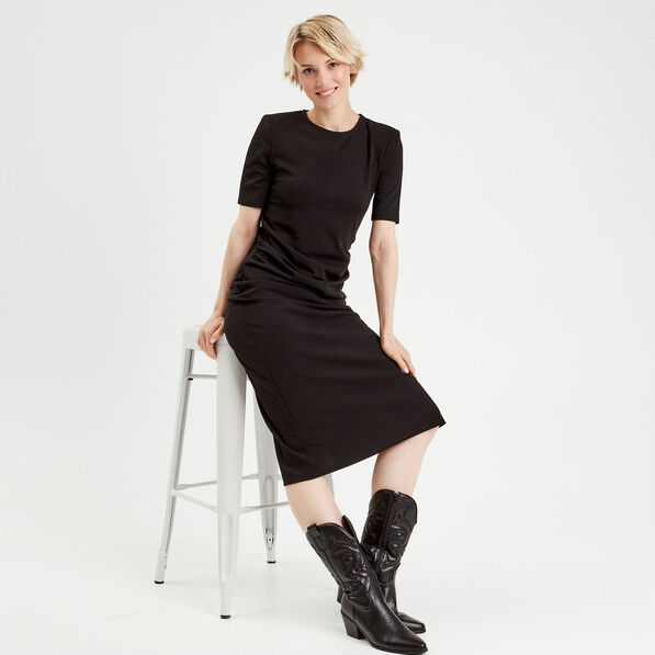 Robe longue ajustée noir femme